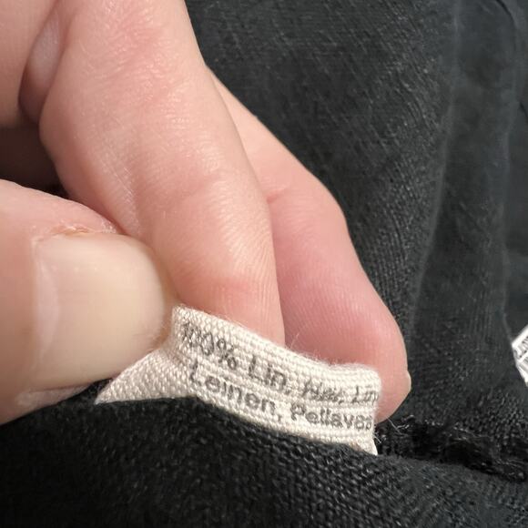 Gudrun Sjoden Womens XL Korinth Blouse 3/4 Sleeve Tunic Top Black Relaxed Linen - Picture 8 of 8